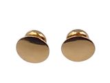 a pair of gold plated stud earrings on a white background