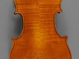 an antique violin with a wooden back and bow