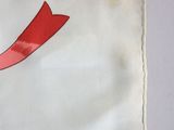 a piece of paper with a red arrow on it