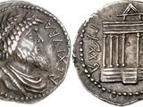 a silver coin with an image of a man in a cage on it