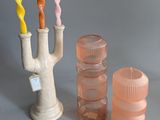 three vases that are sitting next to each other