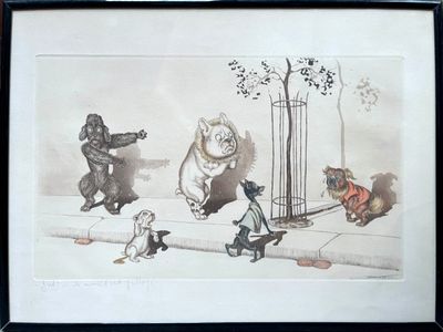 a picture of a picture of a group of animals on the street
