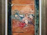 an image of a painting of a group of people sitting on a couch