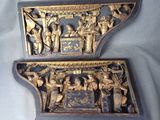 paire de consoles murales anciennes asiatiques en bois sculpté