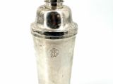 silver plated cocktail shaker on white background with white background