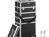 an image of a black and silver case with wheels and a handle