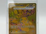 a close up of a pokemon card in a plastic case