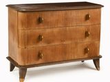 an image of a wooden chest of drawers on a white background