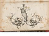 un vieux livre dont la couverture est ornée d'un dessin représentant une sirène