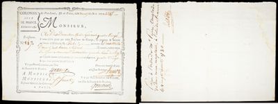 an old document with writing on it sitting on top of a table