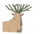 a drawing of a deer with a plant on its head