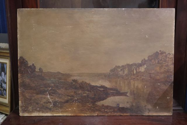 TARDIF ( ?) « Bord de mer. Huile sur panneau d’acajou. Signé en b...