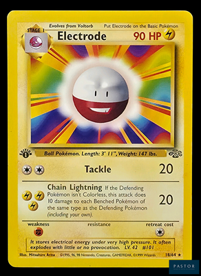 une carte Pokémon sur laquelle figure un visage souriant