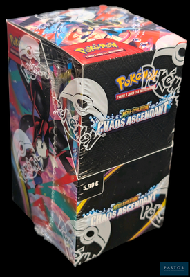 a box of pokemon trading cards on a black background