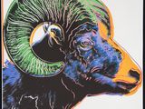 an image of a painting of a ram ' s head on a white background
