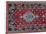 an oriental rug on a white background with a blue and red design