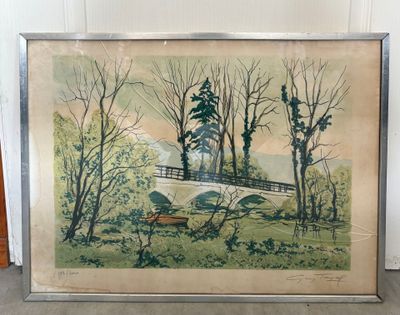 Guy TAYAL (1924-2002) - Vue d'un pont le long d'une rivière,…