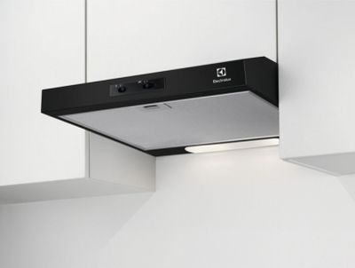 une photo d'une hotte de cuisine en noir et blanc