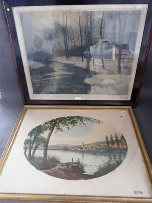 Lot de 2 aquateintes, dont 1 signée JOURDAN représentant des…