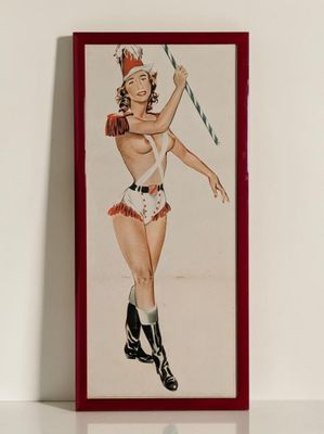 tableau représentant une femme en costume tenant une canne en sucre