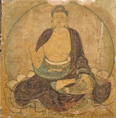 une image représentant un tableau d'un homme assis en position du lotus