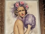 a painting of a woman holding a bunch of flowers