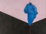 une image représentant un cerf-volant bleu sur un fond rose et noir