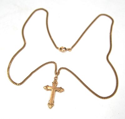 gold plated cross pendant necklace with chain