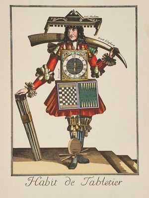 un dessin représentant un homme en costume, muni d'une épée