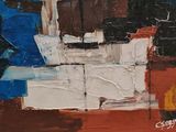 a painting of a building with a fire hydrant in front of it