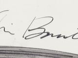signed autograph of a man in a suit and tie holding a tennis racquet