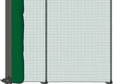 a drawing of a fence with a roll of green fabric next to it