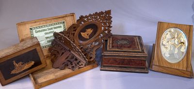 a lot of wooden items that are on a table