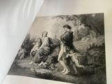 a picture of a painting of a man and a woman in the woods