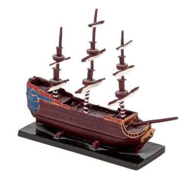 a small model of a ship on a stand