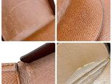 four photos of a close up of the inside of a purse