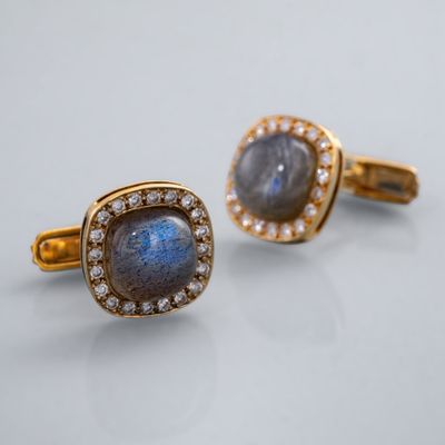 Paire de boutons de manchette labradorite