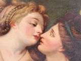 a picture of a painting of two women kissing each other