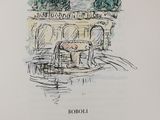 an illustration of a drawing of a man sitting on a bench in a park