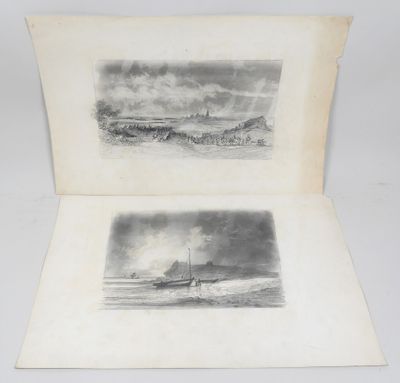an old book with two pictures of boats in the water