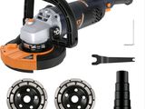 une image représentant une meuleuse électrique Black & Decker avec des outils, sur fond blanc
