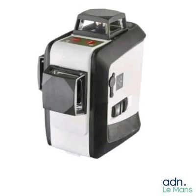 une petite machine en noir et blanc sur laquelle se trouve un bouton rouge