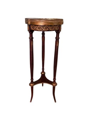 an image of a wooden table with a marble top
