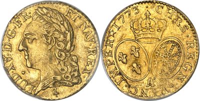 une pièce d'or avec une couronne au recto et une couronne au verso