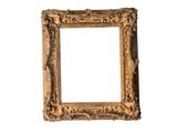 an old gold picture frame with a white background