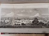 an old picture of a view of a town from a book