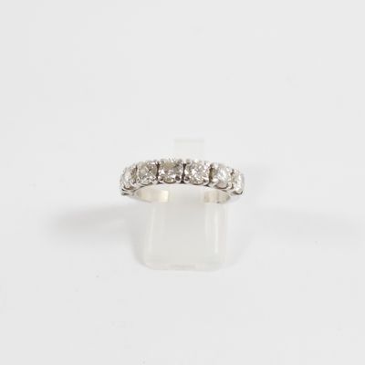 Demi-Alliance Or 18k Avec Zircons Sertis Rail - Taille 54, Style Art Déco - Occasion