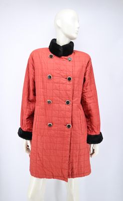 Yves SAINT LAURENT fourrures Manteau déperlant brique à surp…