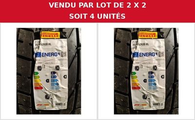 quelques photos d'une paire de pneus portant la mention « vendur par lot de 2 x 2 »