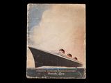 a book with a picture of a large boat in the water